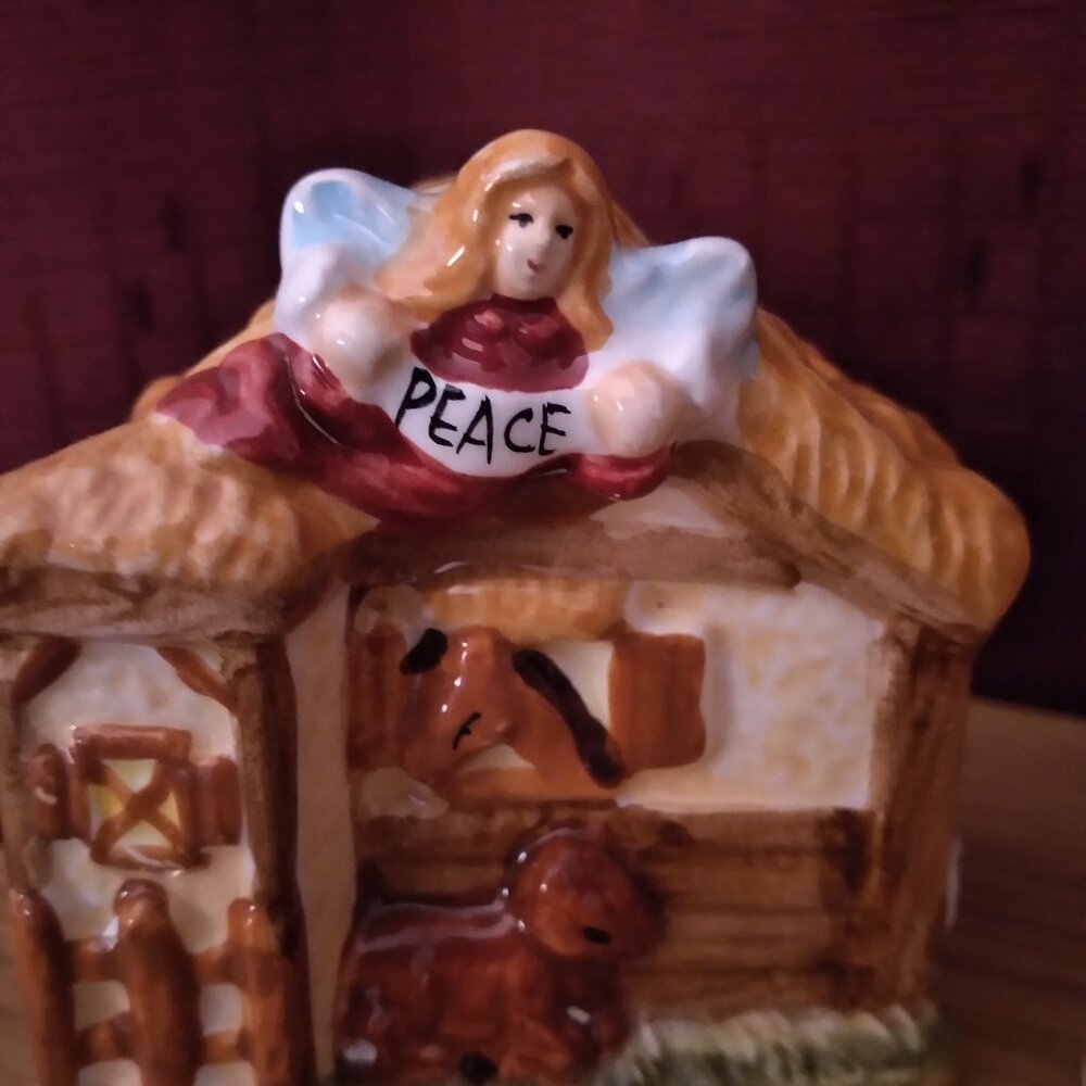 "Peace over the Barn" Salt and Pepper Angel Shakers